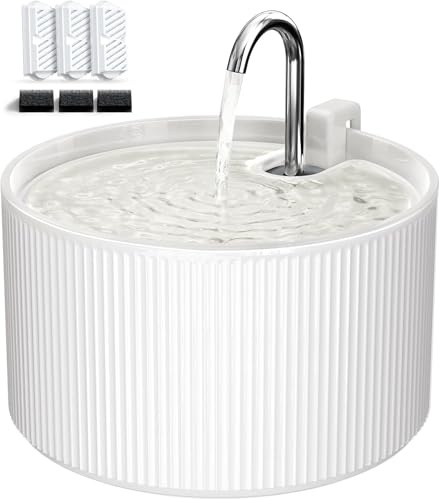 Keramik-Katzenbrunnen, 2,2L/74oz Trinkbrunnen für Katzen Indoor, Automatische Haustier-Wasserspender mit Ultra-Leiser Pumpe & 3 Ersatzfilter