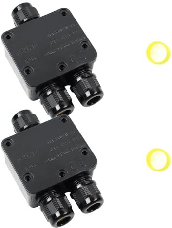 ZYNCUE IP68 Waterproof Junction Box for Electrical Cable Wire Connector, 3 Way Outdoor Electrical Enclosure with Terminal Block, Black ABS PC Case