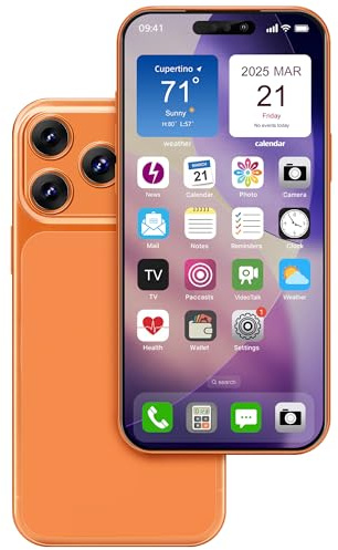 FufoneUS Affichage de faux jouets Téléphone portable Modèle métallique Ne fonctionne pas réplique 1:1 Téléphone pour téléphone 17 Pro Max Faux jouets Téléphone portable, écran couleur orange 17 Promax