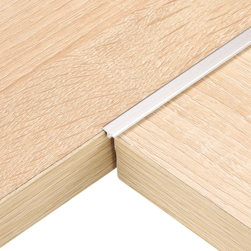 QUARKZMAN 2Pcs 2.9ft x 0.31 Profilé De Transition En T Pour Sol, Bande D'Étanchéité En Alliage D'Aluminium Pour Joints De Plancher En Lames De Stratifié, Carrelage Et Vinyle, Couleur Argent