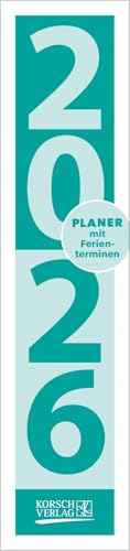 Streifenplaner Compact Türkis 2026: Wandplaner und Bürokalender als praktische Monatsübersicht I Streifenkalender schmal: 11,8 x 50 cm