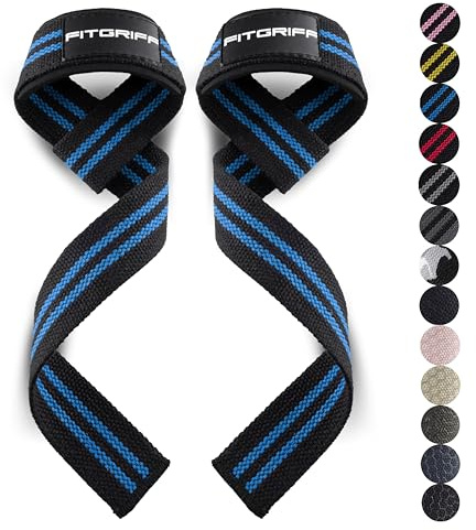 Fitgriff® Lyftremmar – vadderade handledsband för kroppsbyggande, viktträning och fitness – för män och kvinnor – svart/blå