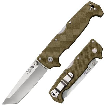 Cold Steel, Taschenmesser, SR1 Lockback Tanto, Klinge: 10,2 cm, tanto, G10, tan, Klappmesser, SV35VN, extended Tang, Daumenpin, Taschenclip, Satin finish