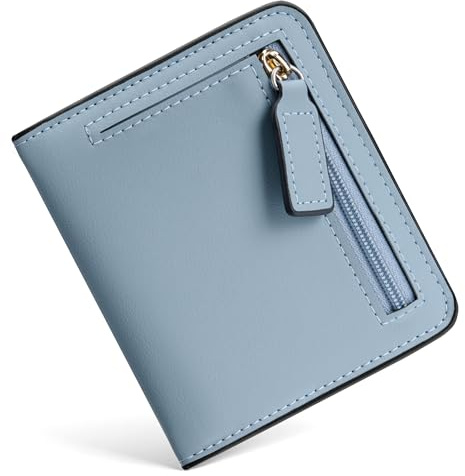 Toughergun Women’s Small Slim Leather Wallet with RFID Protection, Compact Bifold Mini Purse with Clear ID Window