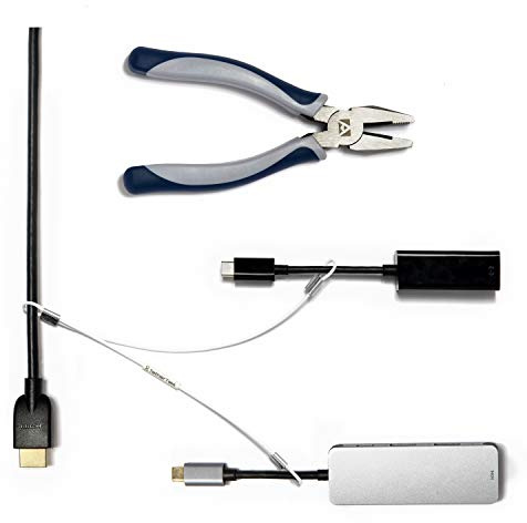 TetherTies Multi-Adapter-Kit | Kabelbinder für mehrere Adapter und Dongles | Stoppen Sie den Diebstahl von Konferenz-Display-Adaptern, Mac-Adaptern, VGA-Adaptern | kostenlose Crimpzange | Weiß, 5