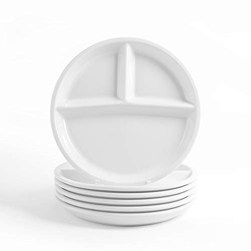 Holst Porzellan GVP 003 PACK 6, Porzellan Menueteller 25,5 cm 3-geteilt, 6 Einheiten