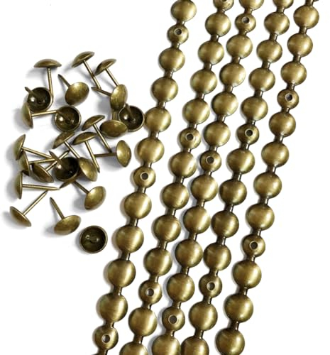 Let's Decorate Strisce decorative per tappezzeria, 5 metri, in ottone, per divani, interni e sedie da giardino, con puntine abbinate (ottone da 11 mm)