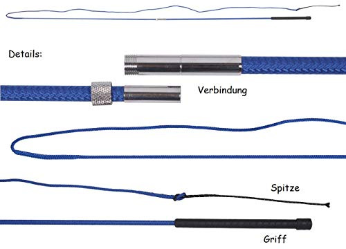 netproshop Fiberglas Longierpeitsche Teilbar Länge: 180cm + 200cm Schlag mit Gummigriff, Farbe:Kobaltblau