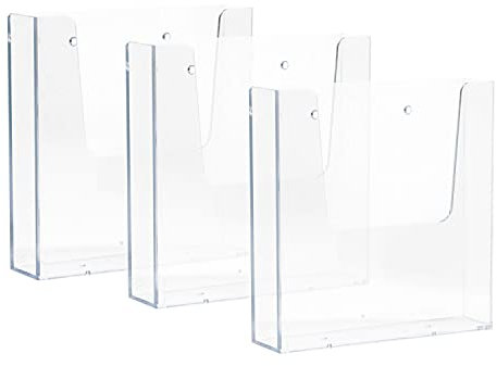 EH Design Magazine holder Flyerhalter Wand DIN A5 transparent Prospektständer A5 glasklar 3er Pack