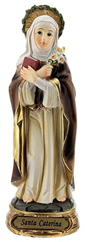Holyart Statue in resina e PVC: Santa Caterina Siena corona spine giglio statua resina 12 cm
