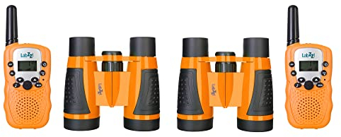 Levenhuk LabZZ WTT10 Kinder-Set – 2 Walkie Talkies mit Taschenlampe & 2 Ferngläser, Spiel- und Abenteuer-Set für Outdoor, Camping, Wandern, Naturerkundung, Kommunikation - Orange