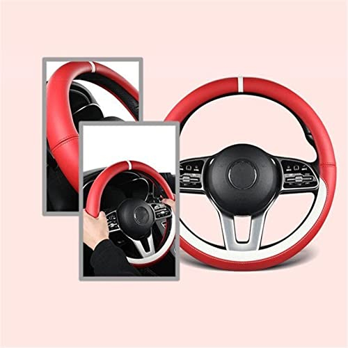 Auto Lenkradhülle Leder Microfiber, Universelle Anti-rutsch Atmungsaktives Lenkradbezug, SUV und SUV-Lkw 38 cm (15 Zoll) (Dunkelbraun,Typ O)