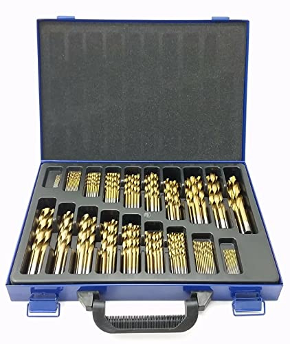 CAVATINY 170-teilig Metallbohrer Set Metallbohrersortiment HSS geschliffen,Split Point Handbohrmaschine Spiralbohrer Bohrersets Profi-Steinbohrersatz,Bohren in Edelstahl/Stahl/Holz/Gusseisen/Aluminium