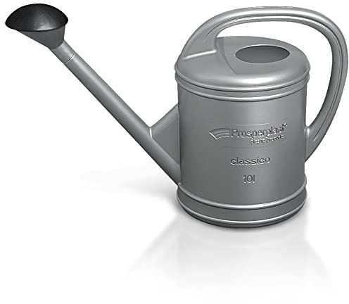 Gießkanne mit Brausekopf 10 L Kunststoff Gartengießkanne Garten Pflanzen Blumen Silber
