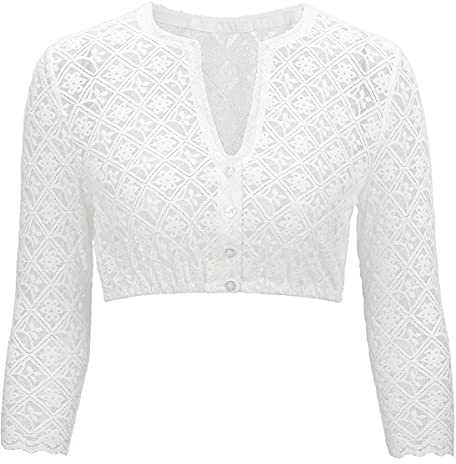Kelliar Dirndlbluse Damen Trachtenbluse Creme Dirndl Bluse für Oktoberfest | Bavarian Elegante Dirndl Bluse Damen Weich und Bequem Feuchtigkeitsableitend Größe 34-46