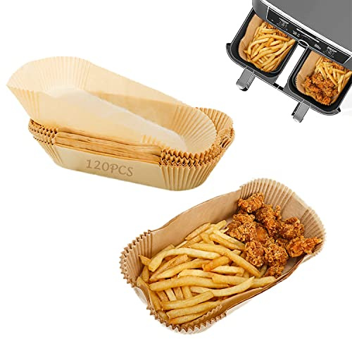 QEEQPF 120 forros para freidora de aire, forro de pergamino, antiadherente, papel para hornear, accesorios para freidora de aire de doble zona, horno, microondas
