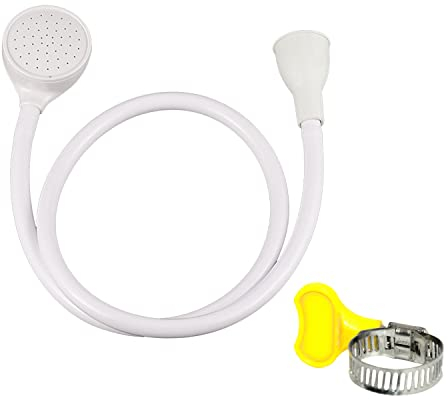 1 pezzo di bianco tubo doccia (soffione doccia + tubo di acqua), con 1 pezzo di tubo di acqua anello di fissaggio, plastica singolo tubo doccia, adatto per gli animali domestici di pulizia