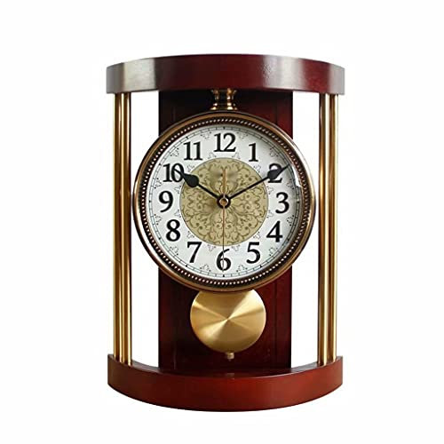 ADITAM Ventilador de ventilación HZH, Reloj de Mesa de Madera Maciza Retro Europeo, Metal Vintage, Sala de Estar, Oficina, Adornos de Moda, Reloj de Escritorio Double The Comfort