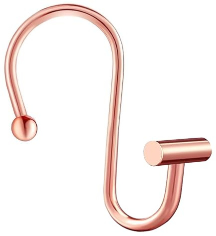 Gracelife Duschvorhanghaken, Set mit 12 rostbeständigen Metall-Duschvorhangringen für Badezimmer, T-Stange, dekorative Haken, Aufhänger für Duschstange (Roségold)