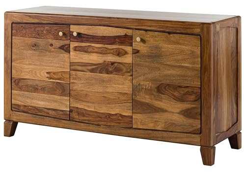 MASSIVMOEBEL24.DE | Ancona Sideboard aus Massivholz #121 aus Sheeshamholz - braun, lackiert mit 6 Fächern 140 x 45 x 80 cm Kommode TV-Sideboard TV-Board