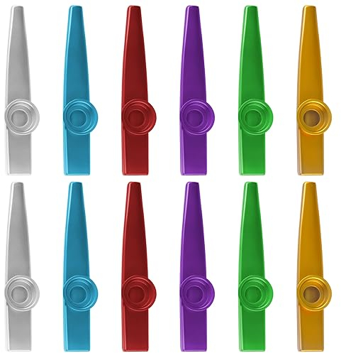 Kazoo Set aus Metall, 14Pcs Kazoo Musik Kazoo Instrument, Kasu Musikinstrumente aus Aluminiumlegierung Kazoos Metall in 7 Farben für Party Geschenke, Nasenflöte für Kinder, Musikliebhaber, Anfänger