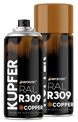 MICROTEC® Sprühlack | 400ml | hochwertiges Acryllackspray | matt oder glänzend | Sprühfarben für Metall, Holz, Kunststoff u.v.m. | große Farbauswahl (Kupfer - R309)