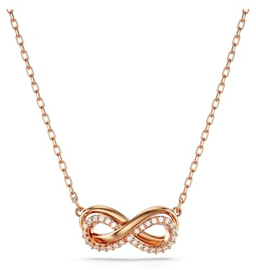 Swarovski Pendente Hyperbola, Pavé, Infinito, Bianco, Placcato color oro rosa