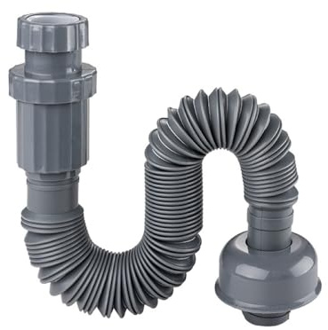 TNLG Plastic Bathroom Sink Drain Pipe, Flexible Sink Drain Pipe, Suitable for 1-1/4'' Sink Drains, Gray, Retractable, 13-35 Inches