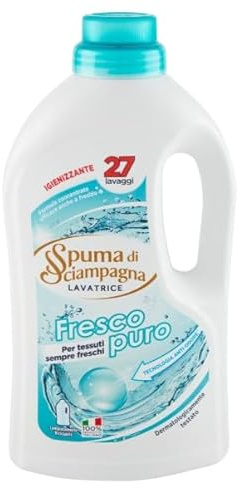 3x Spuma di Sciampagna Detersivo Lavatrice Fresco Puro, Flüssigwaschmittel Desinfizierendes Flüssigwaschmittel, 27 Wäschen,1215ml + Italian Gourmet polpa 400g