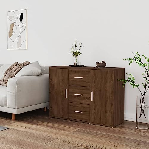 HETFTJN Sideboard, Waschbeckenunterschrank Barschrank Sideboard Apothekerschrank Geeignet für Office Wohnzimmer Dorm Küchenzeile Braun Eichen-Optik 91x29,5x65 cm Holzwerkstoff