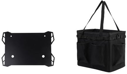 Bolsa de Transporte de Camping, Bolsa de Almacenamiento de Picnic de múltiples Bolsillos Multi Funcional y de Gran Capacidad con Orificios Colgantes Multitool Outdoor-Organizer,Negro,with Lid