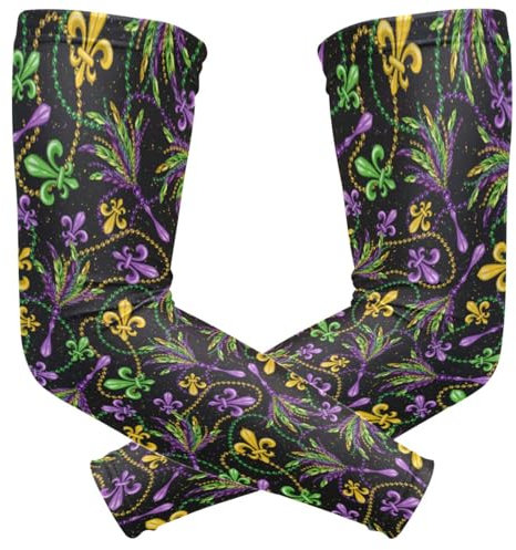 ZZKKO Kühlende Armstulpen mit Federn und Lilien-Motiv, UV-Sonnenschutz, für Herren und Damen, Laufen, Golf, Radfahren, Armwärmer, 1 Paar, Schwarz , L