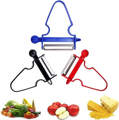Shaped Swivel Potato Peeler Set, Stainless Steel Vegetable Fruit Skin Remover, Sharp Kitchen Tool for Peeling Potatoes Carrots Apples, Ergonomic Handle, Easy Clean Accessory Chef (3peels)