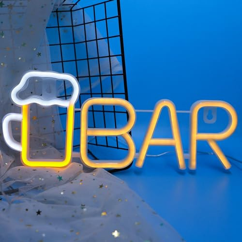 DWOOKE Bar Neon Lichter Neon Bier Schilder für Bar Dekor Batterie/USB angetriebene Neon Lichtschild für Wohnzimmer Spiel Roome Bar LED Schilder für Party Bar Club Pub Weihnachten (warm weiß)