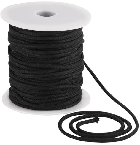 GORGECRAFT 4mm*30m Corda di Cotone Nera Corde di Ricambio con Coulisse Morbida Finitura In Cotone Macramè Filo di Cotone Rotondo Cordoncino Multiuso per Borse Progetti di Artigianato Uncinetto