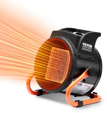 VEVOR Riscaldatore per Serra, Riscaldamento Rapido PTC 2000 W Ventola Riscaldatore Elettrico Portatile di Piccole Dimensioni, Protezione da Surriscaldamento, a 3 Velocità, per Serra, Stanza dei Fiori