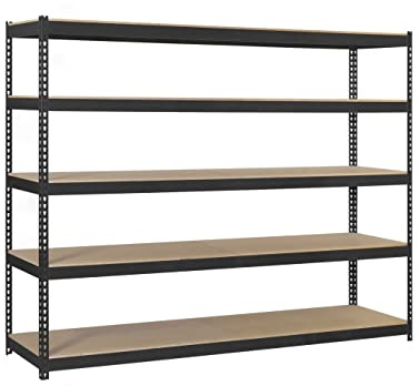 PROREGAL Schwerlastregal Wood Beast Five | HxBxT 250x150x60cm | 5 Ebenen | Fachlast 600kg | Anthrazit | Weitspannregal Werkstattregal