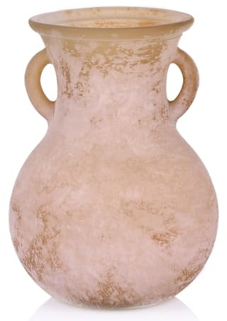 orenm Vaso vintage unico, in vetro opaco satinato con doppie orecchie, stile artistico romano del primo medioevo, vaso per decorazione domestica artistica rustica (doppio manico, marrone)