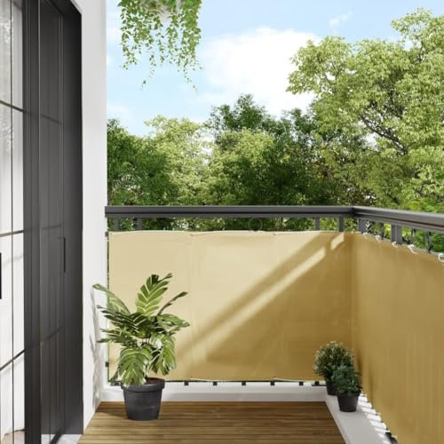 Lauuoeriau Home & Garden,Balkon Sichtschutz Sand 90x300cm 100% Polyester Oxford