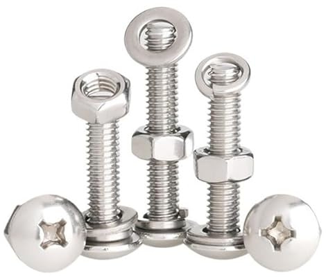 RKODRSMG 10 pièces M3 Acier Inoxydable 304 tête de Treillis Croix évidement Boulon à Douille Trois vis combinées avec rondelle Plate rondelle à Ressort écrou(10Sets M3x30)