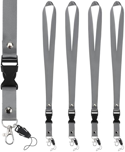 Segus Schlüsselanhänger Band, 5 Stück Schlüsselbänder zum Umhängen, Lanyards mit Abnehmbare Schnalle, Schlüsselanhänger Band für Büro, Fabrik, Schule, Krankenhaus (Dunkelgrau)