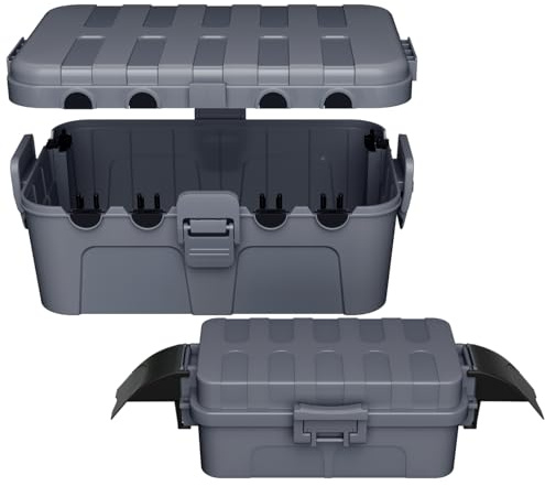 RESTMO 2er Set Kabelbox Groß und Klein, Wasserdicht IP44 Außenbereich, Große Box 32x22x13cm, Kleine mit abnehmbarer Schildabdeckung 20.5x12.5x8cm, Für Zeitschaltuhr Verlängerungskabel Garten (Grau)