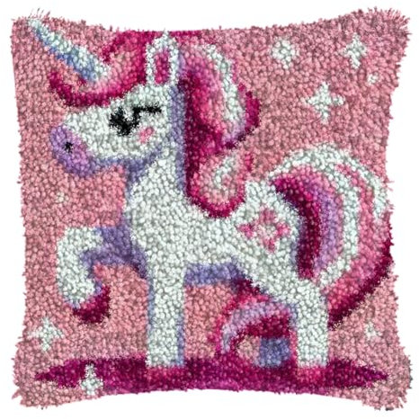 YOOTOM Knüpfhaken Kissen Kits für Kinder,DIY Knüpfteppich Zum Selber Knüpf-Sets Kissenbezug Teppich Stickerei Set,Christmas Latch Hook Kits 43x43cm