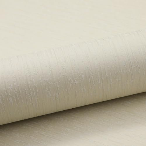 Beswitory Thick Plain Beige 3D Striped Wallpaper Luxury Modern Textured Embossed Mix Feature Wallpaper for Bedroom Adults Teenager Living Room Lounge Hallway Hall