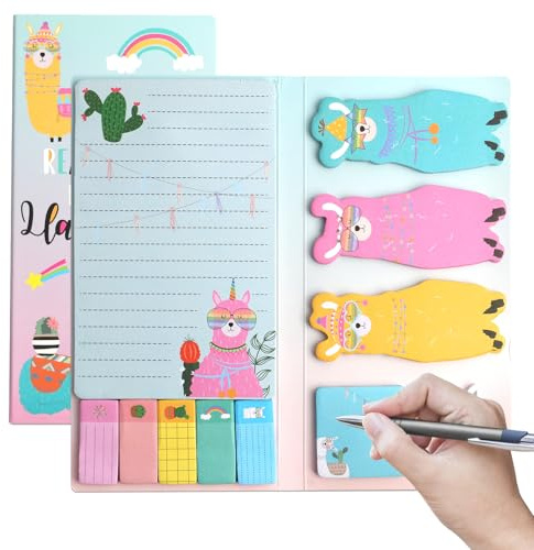 Alpacka-självhäftande anteckningsblock, 550 ark för barn, perfekt för skola, kontor, hem, roliga och färgglada bokmärken, perfekt present till lärare och elever