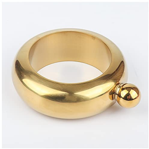 HZWMQDLF Flachmann Farbe Flagon Trichter Bangle Jug 3.5oz Whisky Hüftflasche Alkohol Armband Edelstahl Camping Camping Flagons Flachmann Edelstahl(Gold)
