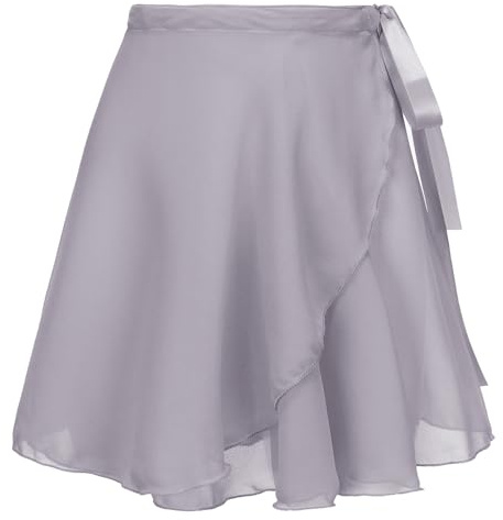 Deesorxin Gonna da balletto da donna, gonna avvolgente per danza classica, costume da ballo con cravatta regolabile in vita per adulti e ragazze grandi, Grigio, Taglia Unica