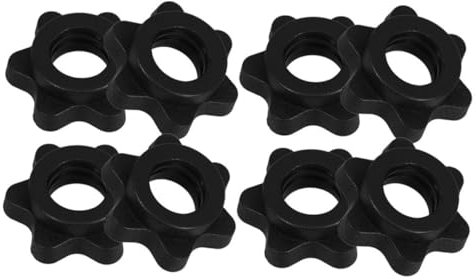 Abaodam 8pcs Dumbbell Bar Six-sided Nut Spinlock Collars Nonslip Barbell Screw Clamps Black Plastic Set for Weight Lifting Fitness Training at Home