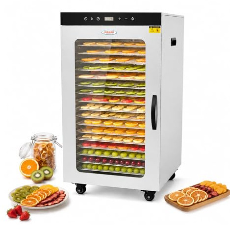 Hakka Déshydrateur Alimentaire Professionnel, 20 Plateaux, Pour Viande Séchée, Légumes, Fruits, Viande, Friandises pour Chiens et Herbes, en Acier Inoxydable, 2000 W