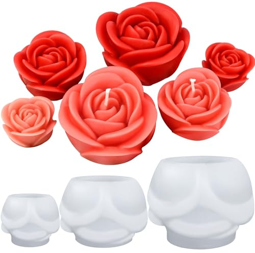 Bougies moules en silicone forme de fleur 3D pour fabrication de savon, bougies, gâteaux, bonbons, pâtisserie, dessert DIY Superbe Cadeau Fait à la Main du plâtre fabriqués à la main